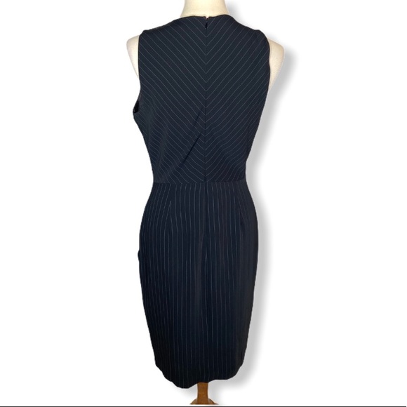 WHBM Black Sleeveless Pinstripe Sheath Dress Sz 6 - Picture 7 of 10